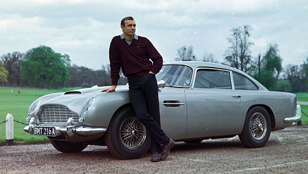 Sean Connery as James Bond with Aston Martin DB5