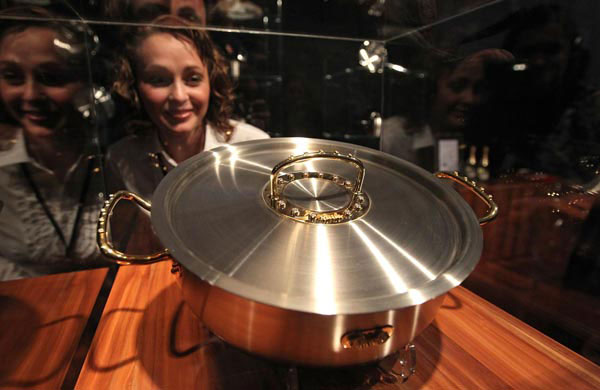 Diamond-studded Saucepan on Display at Millionaire Fair in Moscow