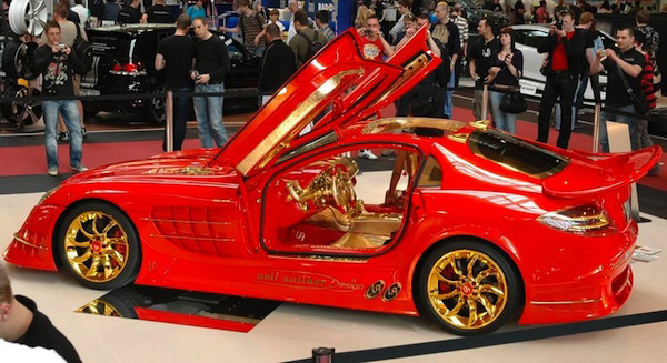 `McLaren SLR 999 adorned with a gold plated finish of more than 5 kg