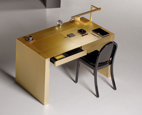 Adelchi - Gold-plated Writing Desk by Armani Casa