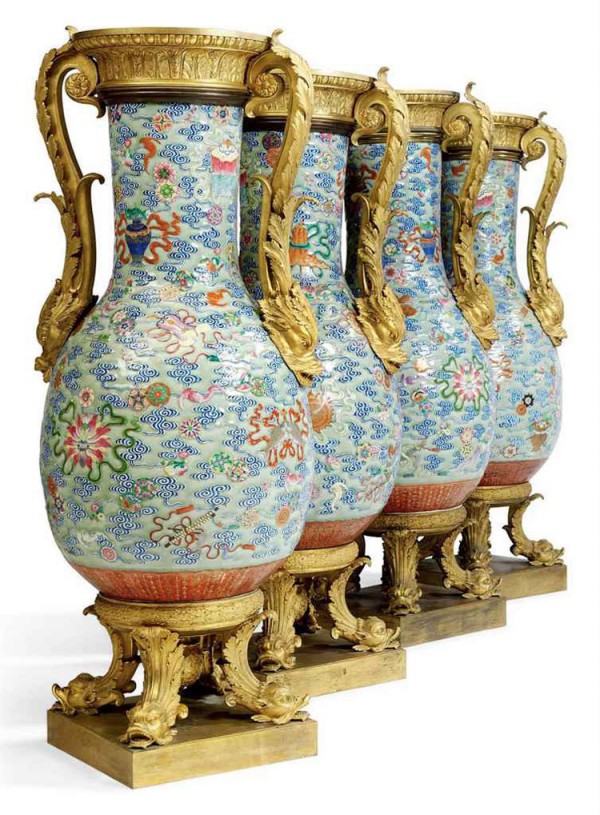 A Set of Four Empire Ormolu-mounted Chinese Porcelain Baluster Vases - extravaganzi.com