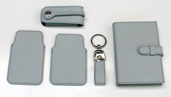 Bentley Collection in Breeze (Clockwise from top: Key Case, Notebook, Loop Keyring, Blackberry Case and iPhone Case)