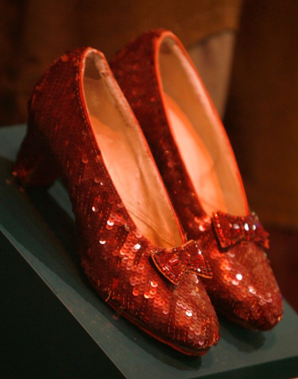 The original Ruby red slippers that Judy Garland wore as Dorothy in The Wizard of Oz