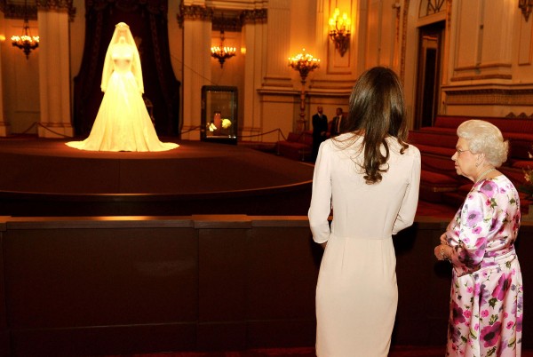 The Duchess of Cambridge's wedding dress on display at Buckingham Palace