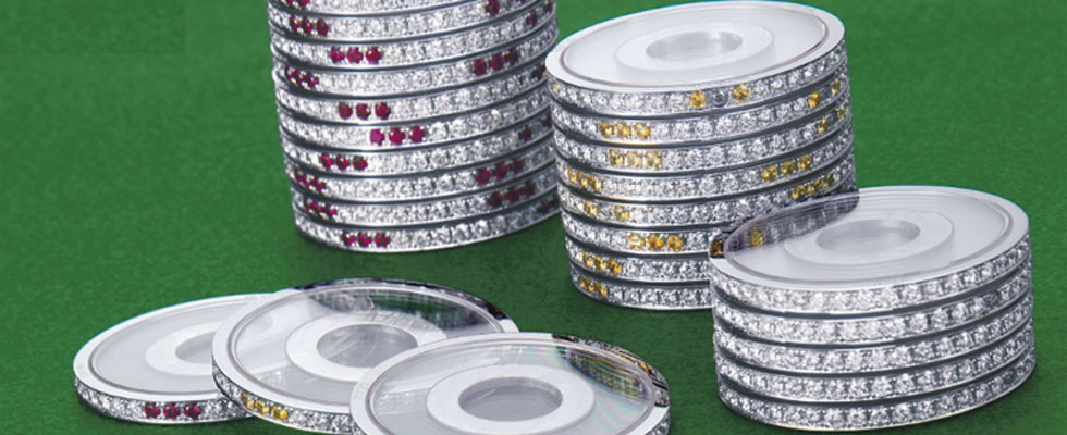 Diamond studded poker chip set by Stahl