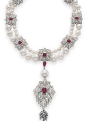 La Peregrina, a natural pearl, diamond, ruby and cultured pearl necklace by Cartier, sold for $11.8 million