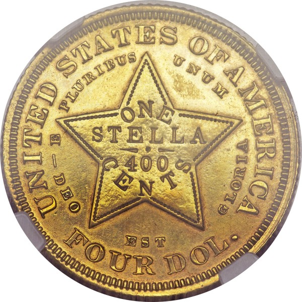 Judd-1636a 1879 Flowing Hair Stella in gilt copper