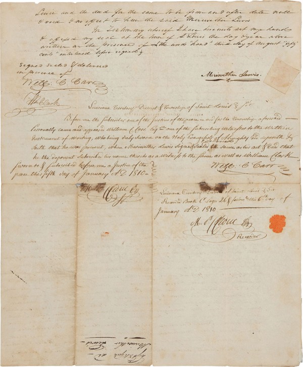 Document Signed by Legendary Explorers Meriwether Lewis and William Clark