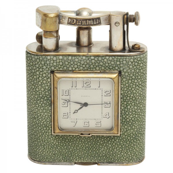 1930 Dunhill Giant Shagreen Table Lighter with Clock