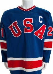 Mike Eruziones 1980 'Miracle on Ice' game worn jersey and winning goal scoring stick bring $920,000+, leading $1.4+ million Eruzione Collection, at Heritage Auctions