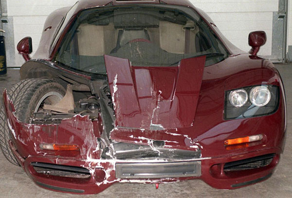 Rowan Atkinson crashed his McLaren F1 after spinning several times