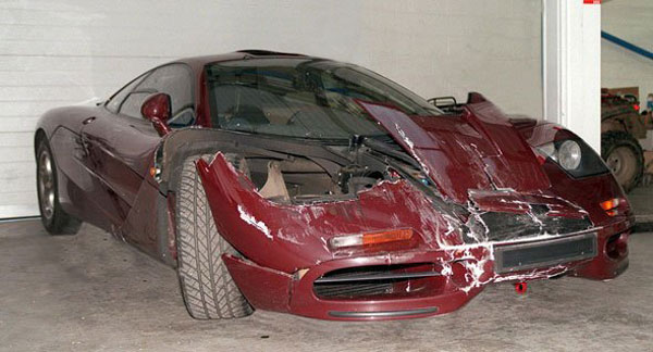 Rowan Atkinson crashed his McLaren F1 after spinning several times