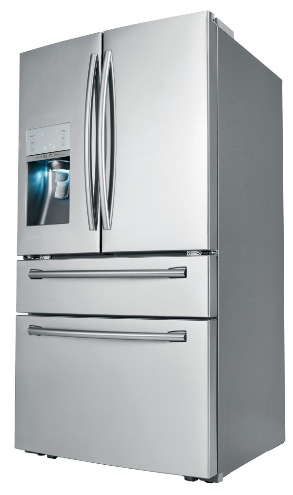 The Samsung RF31FMESBSR Four Door Refrigerator with Water Dispenser