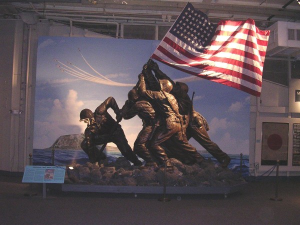 The original Iwo Jima monument, cast stone over a steel skeleton welded to a steel base
