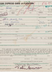 American Express application signed by both John Lennon and George Harrison