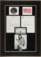 Apollo 11 Flown French 20 Franc Coin and Necklace in Framed Display with Crew-Signed Letter of Authenticity