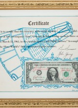 Gemini 3 (Molly Brown) Flown Crew-Signed One-Dollar Bill on Original Crew-Signed Certificate