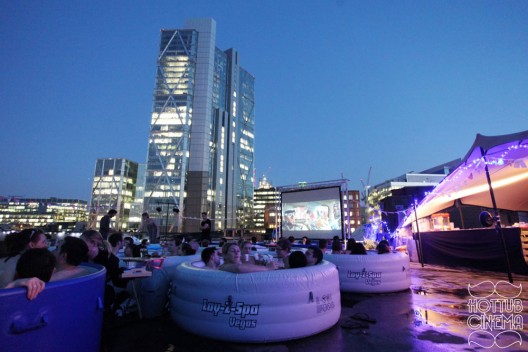 Watch movies while soaking in a hot tub on a rooftop in London