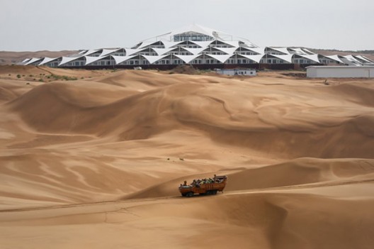 The Desert Lotus Hotel emerges in the middle of the Mongolian Desert