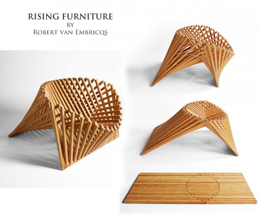 Designer Robert van Embricqs presenting his new creation, the Rising Furniture