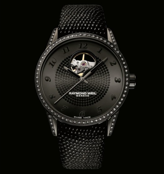 Raymond Weil is offering a completely black clock designed for ladies