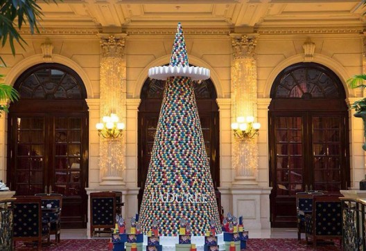 The Ladurée Macaron Christmas tree at the InterContinental Paris Le Grand
