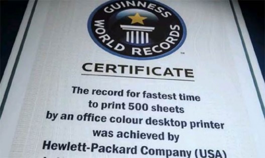Fastest Desktop Color Printer: HP breaks Guinness world record
