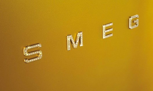 Swarovski studded Smegs Gold Retro fridge is home adornment