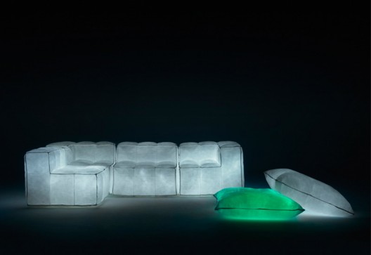 Elegant Air-Filled Sofa Collection Glowing In The Dark by Mario Bellini