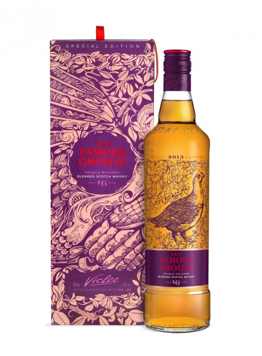 British artist and illustrator Vic Lee has created a design for The Famous Grouse  a limited edition bottling of a 16-year-old double-matured blended Scotch whisky that will only be available in Asia.
