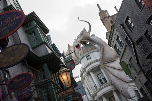 Universal Orlando Resort opened its new, richly detailed Harry Potter-themed area to news media and other travel industry insiders Wednesday night.