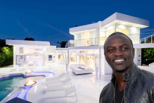 Akon's Huge White Mansion in the Woodland Hills on Sale for $3.5 Million