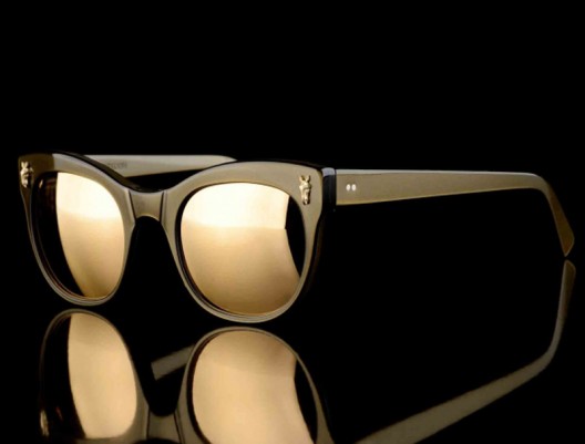 Kirk & Kirk Sterling Silver and Platinum Lion Alex Sunglasses in Anthracite