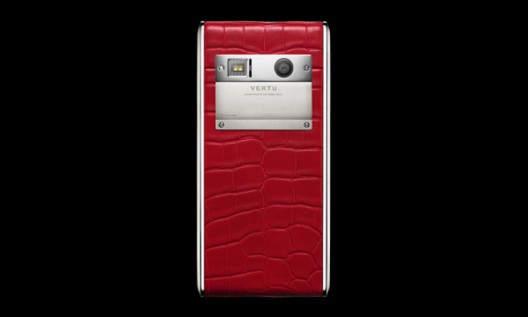 Vertu Phone Wrapped In Red Alligator Leather and White Diamonds