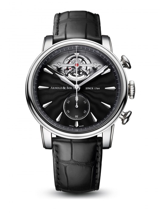 Arnold & Son unveils a new reference of the TEC1 with a palladium case and a black guilloché dial