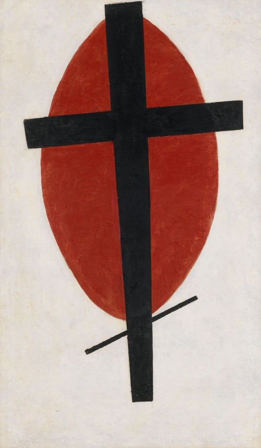 Kazimir Malevich's painting "Mystic Suprematism (Black Cross on Red Oval)"