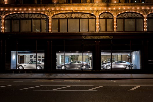 Three Aston Martins At Harrods Window