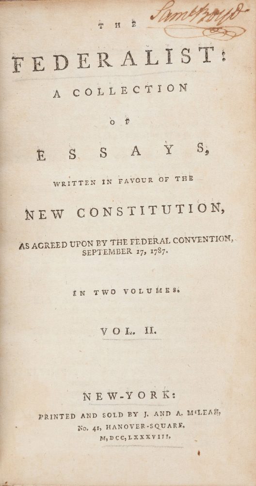 Madison and Hamilton's The Federalist